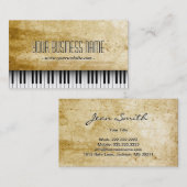 Carte grunge d'industrie musicale de piano (Devant / Derrière)