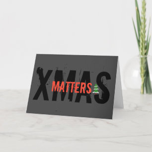 Carte Grunge NOËL EST IMPORTANT un sapin de Noël accroch