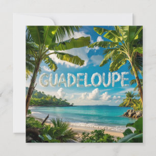 Carte Guadeloupe Tropicale Paysage Caraïbes Aquarelle