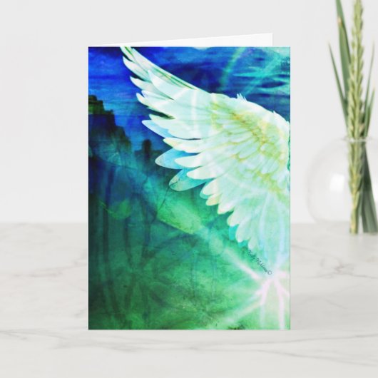 Carte Guardian Angel Blue Green Wing – Blank Greeting (Devant)