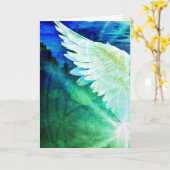 Carte Guardian Angel Blue Green Wing – Blank Greeting (Fleur jaune)