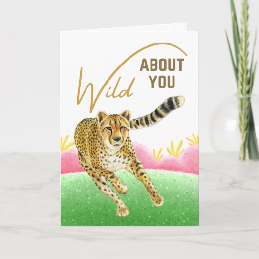 Carte Guépard de printemps prairie de la Saint-Valentin (Devant)