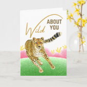 Carte Guépard de printemps prairie de la Saint-Valentin (Fleur jaune)