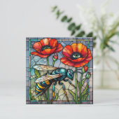Carte Guêpe frelon abeille vitrail poppy fleur insecte  (Debout devant)