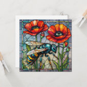 Carte Guêpe frelon abeille vitrail poppy fleur insecte  (Devant/Arrière en situation)