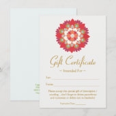 Carte Guérison Arts Red Lotus Flower Certificat cadeau (Devant / Derrière)