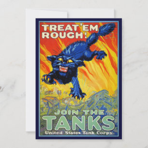 Carte Guerre militaire vintage Recrutement avec un chat 