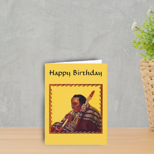 Carte Guerrier Amérindien Pipe à Paix Anniversaire