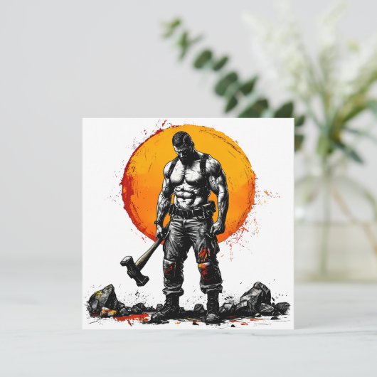 Carte guerrier barbare médiéval imaginaire hummer force (Debout devant)