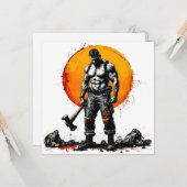 Carte guerrier barbare médiéval imaginaire hummer force (Devant/Arrière en situation)