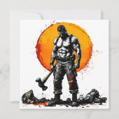 Carte guerrier barbare médiéval imaginaire hummer force (Devant)