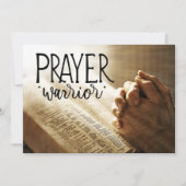 Carte GUERRIER DE PRIÈRE Mains en prière sur la Bible Ca (Devant)