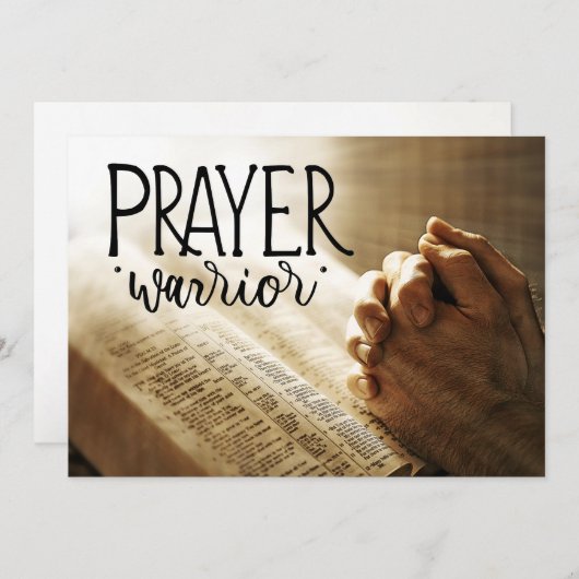 Carte GUERRIER DE PRIÈRE Mains en prière sur la Bible Ca (Devant / Derrière)