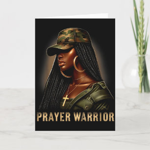 Carte Guerrière de prière de femme noire Camo Foi chréti