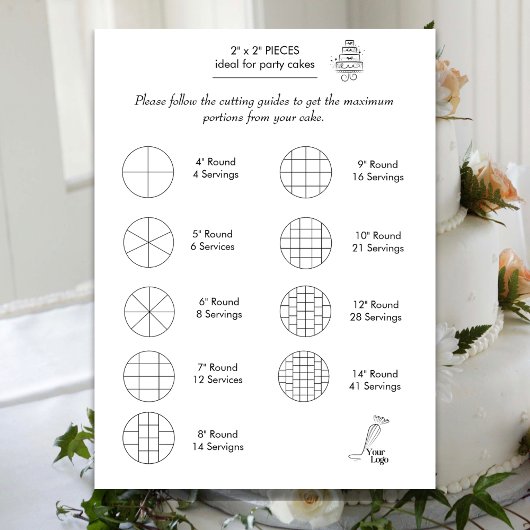 Carte Guide de coupe de gâteau Mariage rond simple