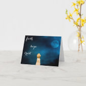 Carte Guillemet de protection bleu ciel lune (Fleur jaune)