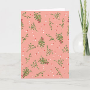 Carte Guimauve Rose Doux Joyeuses Fêtes Botanique Amour