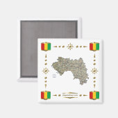 Carte Guinée-Conakry + Magnet des drapeaux (Recto/Verso)