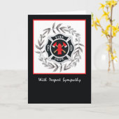 Carte Guirlande de noir de sympathie de sapeur-pompier (Fleur jaune)