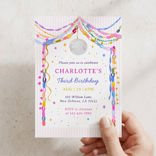 Carte Guirlandes de papier pastel en boule à facettes po