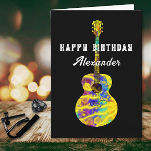 Carte Guitare Acoustique Personnalisée Joyeux Anniversai