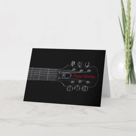Carte Guitare Anniversaire (Noir) (Devant)