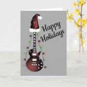 Carte Guitare de Noël Rocker Musicien de vacances Guitar (Fleur jaune)