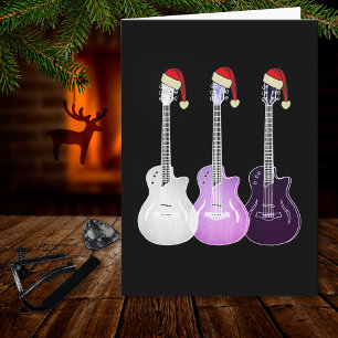 Carte Guitare électrique de Noël rose