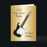 Carte Guitare électrique personnalisées Brother Annivers<br><div class="desc">Carte de voeux noir guitare électrique frère carte d'anniversaire. Customisez cette carte d'anniversaire avec n'importe quel texte puis faites-la imprimer et vous l'envoyer ou téléchargez-la instantanément sur votre appareil mobile. Si vous avez besoin d'aide pour vous customiser, contactez-nous via le lien de cette page. Guitare design carte d'anniversaire frère personnalisée...</div>