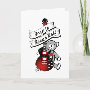 Carte Guitare Mignonne Teddy Musicien Né pour Rocker Enf