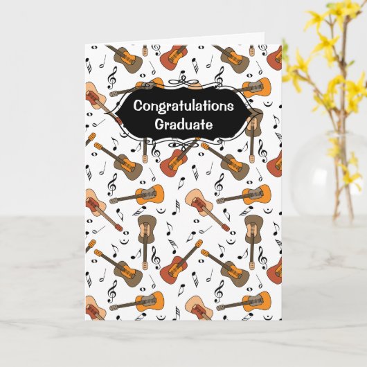 Carte Guitare Music Notes Motif Graduation Card (Fleur jaune)