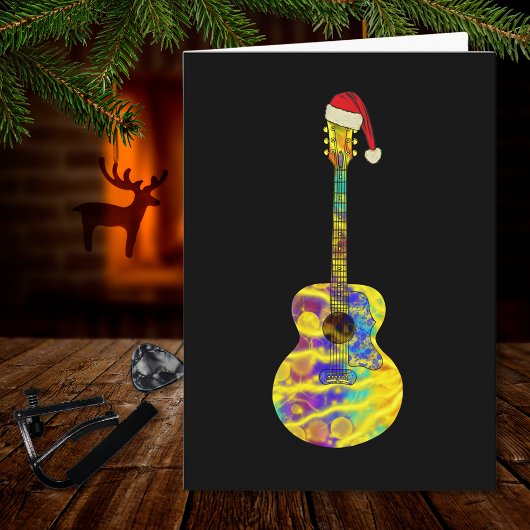 Carte guitare Père Noël Colorée