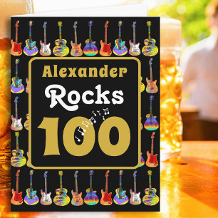 Carte Guitare Rétro Groovy Personnalisée pour les 100 an