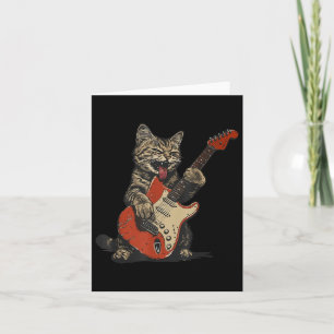 Carte Guitare Rock Et Roll Chat Vintage Rock Guitariste 