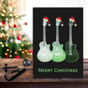 Carte Guitares de Noël Père Noël Cool