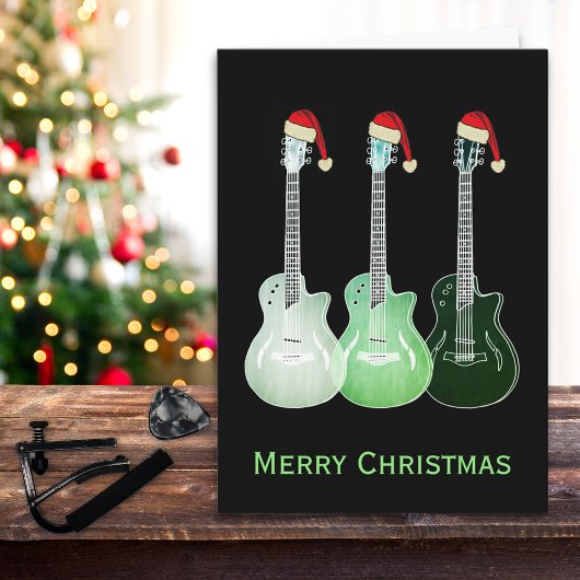 Carte Guitares de Noël Père Noël Cool