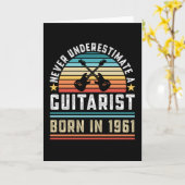 Carte Guitariste né 1961 60e anniversaire Guitare Cadeau (Fleur jaune)