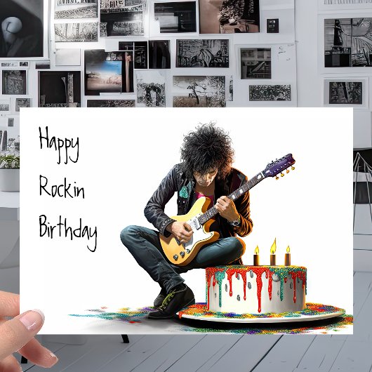 Carte Guitariste Rock Music - Cool Happy Rockin Birthday