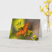 Carte Gulf Fritillary aka Passion Butterfly on Goldenrod (Fleur jaune)