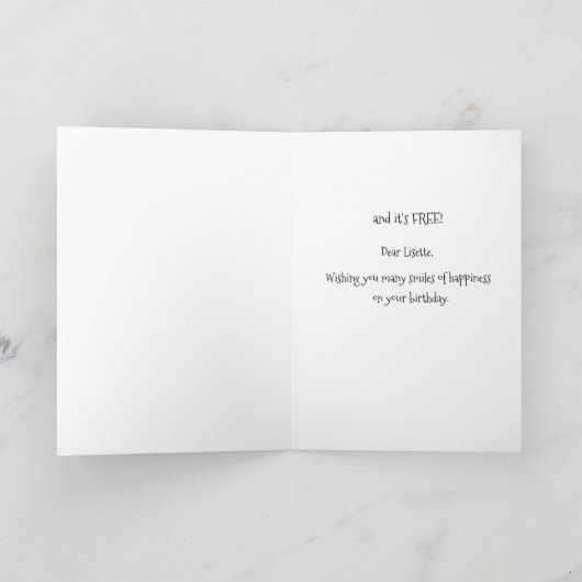 Carte Guru Zelda Ajouter un nom Anniversaire Bonheur Sal (Intérieur)