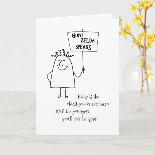 Carte Guru Zelda s'amuse Ajouter un âge Anniversaire (Fleur jaune)