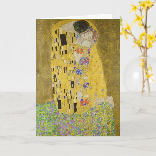 Carte Gustav Klimt - Le baiser (Fleur jaune)