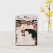 Carte Gustav Klimt mère et enfant (Fleur jaune)