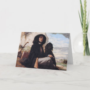 Carte Gustave Courbet - Autoportrait avec un chien noir