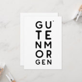 Carte Guten Morgen - minimalistic typography card (Devant/Arrière en situation)