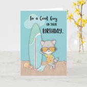 Carte Guy Birthday Beach Funny Cool Raccoon (Fleur jaune)
