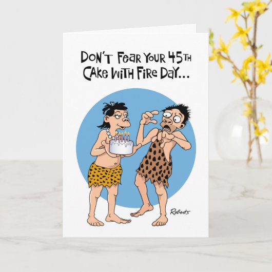 Carte Guy Funny 45e anniversaire (Fleur jaune)
