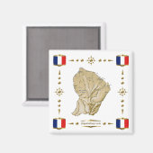 Carte Guyane + Magnet des drapeaux (Recto/Verso)