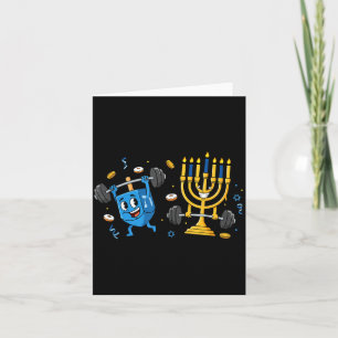 Carte Gym d'haltérophilie drôle Dreidel Menorah Hanukkah