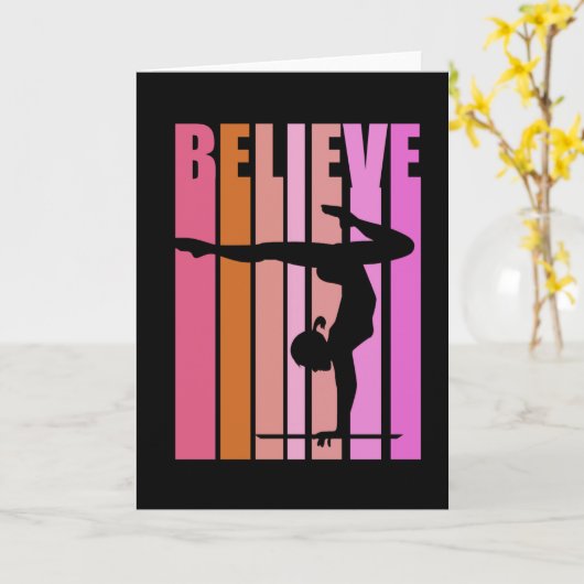 Carte Gym Gymnastique Filles Handstand Rose (Fleur jaune)